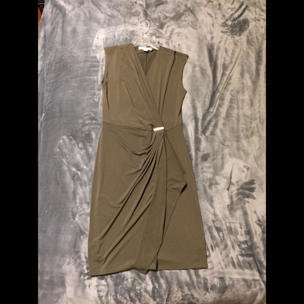 MICHAEL Michael Kors Olive Green Faux Wrap Dress